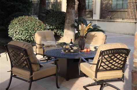Find outdoor fire pits for sale in connecticut, massachusetts, rhode island and new hampshire at jordan's furniture. Patio Furniture Chat Group Cast Aluminum 52" Round Propane ...