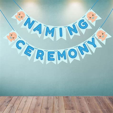 Wobbox Naming Ceremony Bunting Banner White Font And Blue Background
