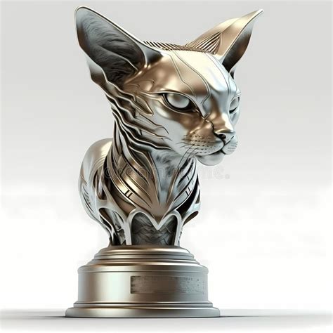 Cat Trophy For Winner Generative Ai Stock Image Image Of Mascot