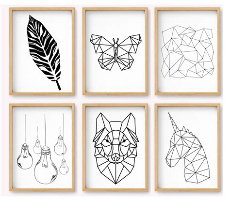 Laminas Imprimibles Estilo Nórdico Unicornio Set De 6 Cuadros