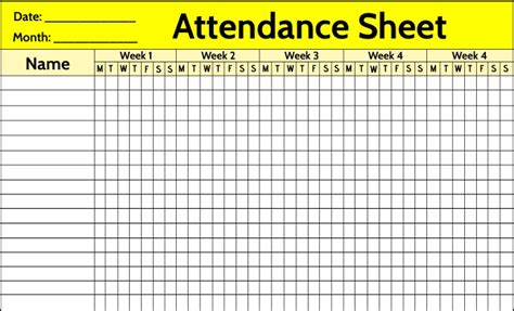 Copy Of Attendance Printable Sheet Template Postermywall