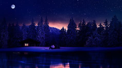 Winter Night 2560x1440 Wallpapers Wallpaper Cave