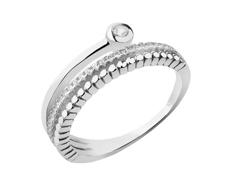 Rhodium Plated Silver Ring With Cubic Zirconia Ref No Ap525 7271 Apart