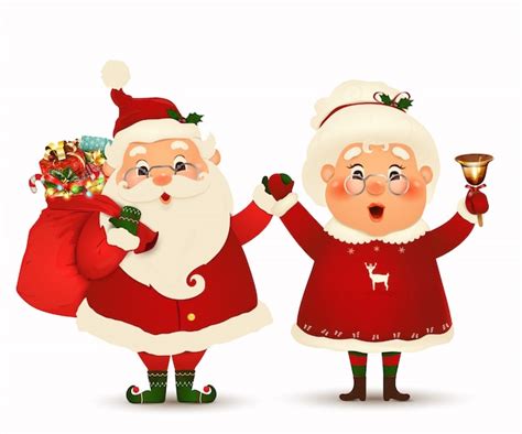 premium vector mrs claus together cartoon character of happy santa claus and his wife