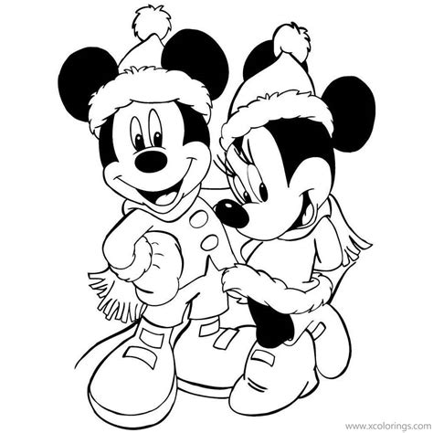 Mickey Mouse And Minnie Christmas Coloring Pages