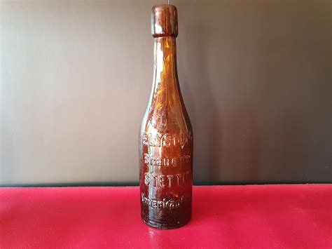 Antique German Beer Bottle Elysium Brauerei Stettin Antique Etsy