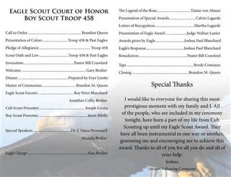 Eagle Scout Ceremony Program Template Eagle Scouts Cub Scouts Girl Scouts Boy