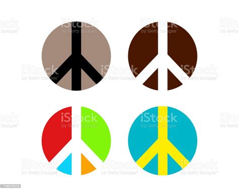 Colourful Peace Symbols In Different Styles Stock Illustration