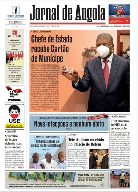 Jornal De Angola Terça 23 De Novembro De 2021