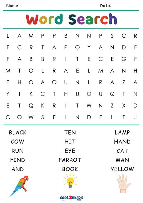 Printable Word Searches For Kids Activity Shelter Kindergarten Word