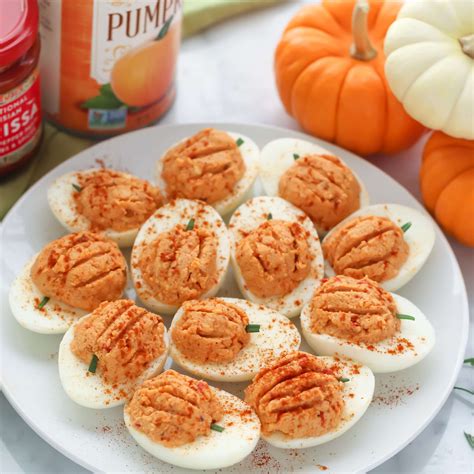 Spicy Pumpkin Deviled Eggs Recipe Pumpkin Recipes Easy Pumpkin