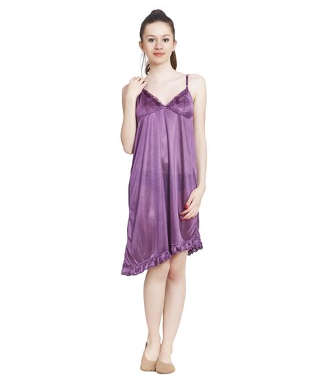 Buy Ellryza Purple Satin Nighty Pack Of 2 Online At Best Prices In