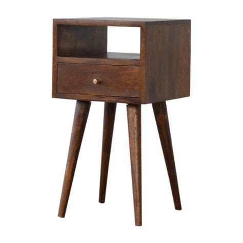 Small Wooden Bedside Table Chestnut Mid Century Loft Style Etsy In