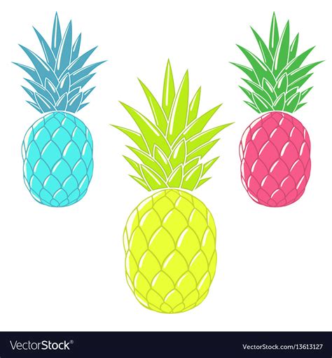 Colorful Cartoon Pineapples Royalty Free Vector Image