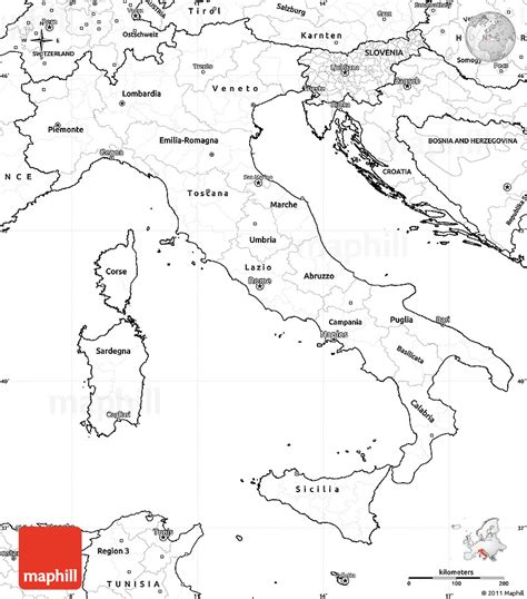 Blank Simple Map Of Italy