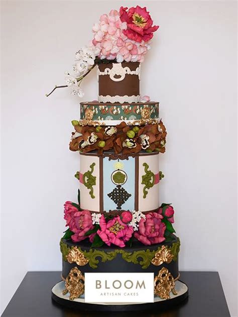 So a red cake for a chinese birthday is considered to bring. Oriental themed wedding cake with #sugarflowers #luxury by ...