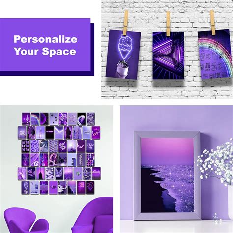 buy koll decor purple pictures wall decor aesthetic wall collage kit 50 set 4”x6” prints light