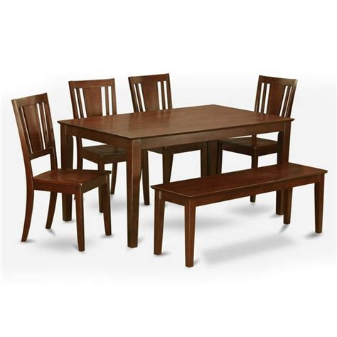 East West Furniture Capris 6 Piece Rectangular Dining Table Set With