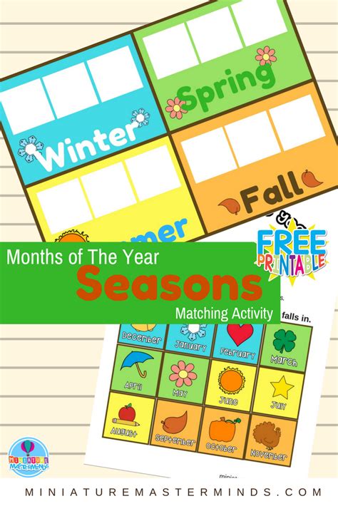 Months Of The Year Preschool Season Matching Activity Miniature