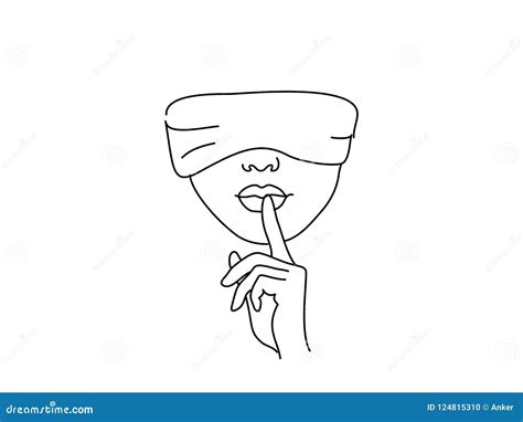 line drawing art blindfolded woman with hand stock vector illustration of doodle people