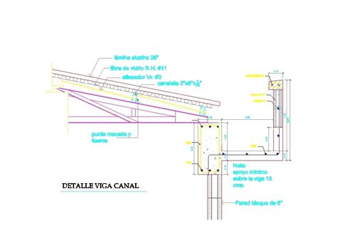 Detalle De Canal Pluvial Con Techo De Aluzinc En Autocad Librer A Cad