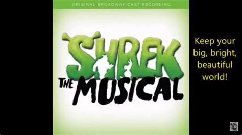 Big Bright Beautiful World From Shrek The Musical Karaoke Youtube