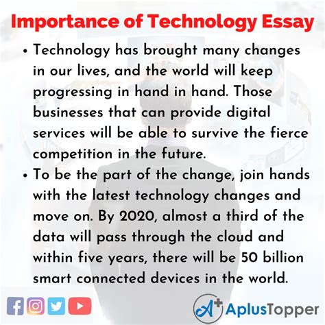 Importance Of Technology Essay Essay On Importance Of Technology For