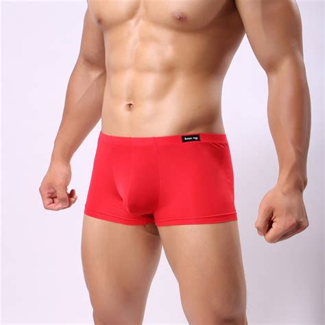 Men Boxers Ice Silky Underwear Male Sexy Ultra Thin Underpants Mens