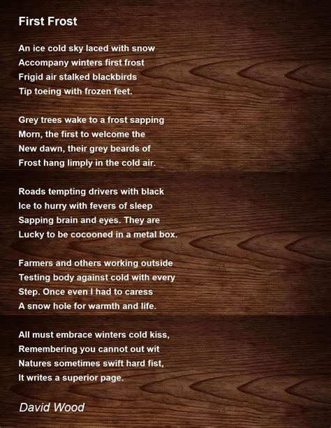 First Frost First Frost Poem By David Wood