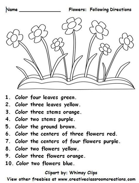 Follow Directions Coloring Worksheet