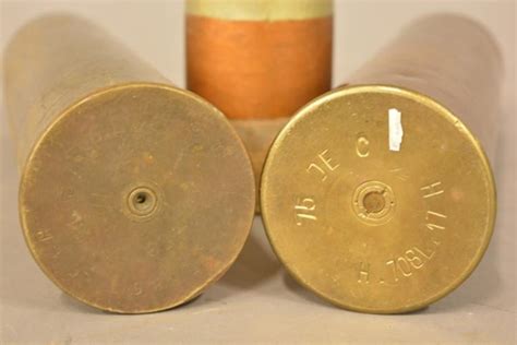 Sold Price Lot Of Two Brass 75mm Howitzer Shell Cartridges Invalid