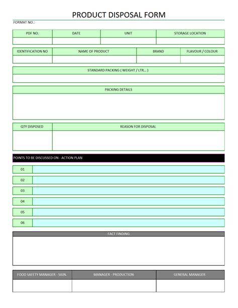Product Disposal Form