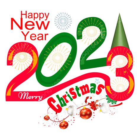 Happy New Year 2023 And Merry Christmas Logo Clipart Vector Hd Image