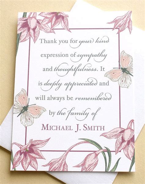 If you are specifically looking for funeral thank you notes and wording for funeral flowers go straight here to say thank. Condolence Thank You Cards with Flowers and Butterflies ...