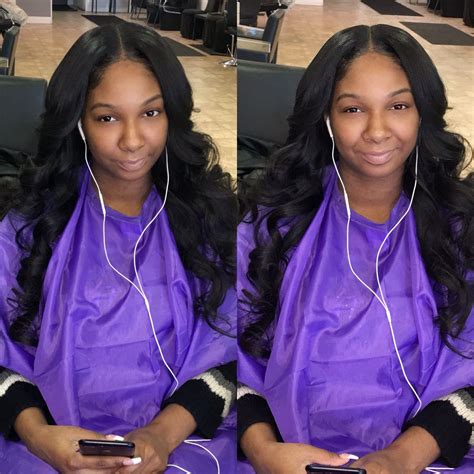 Middle Part Partial Sewin With Loose Curls Middle Parts Loose Curls
