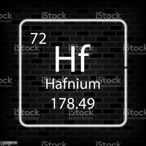 Simbol Neon Hafnium Unsur Kimia Dari Tabel Periodik Ilustrasi Vektor