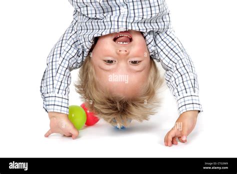 Baby Boy Handstand Stock Photo Alamy