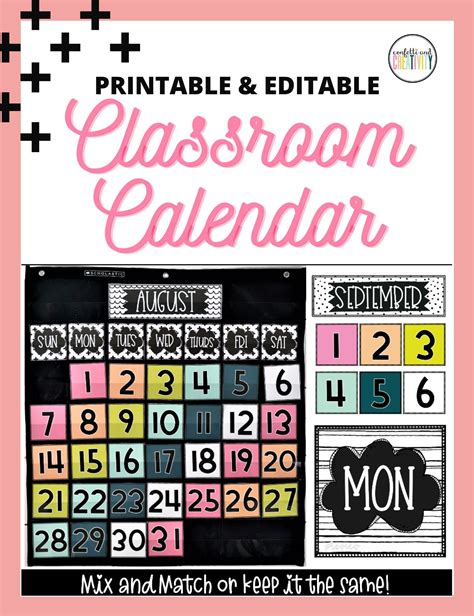Bold Brights Classroom Calendar Pack Printable And Editable In 2020