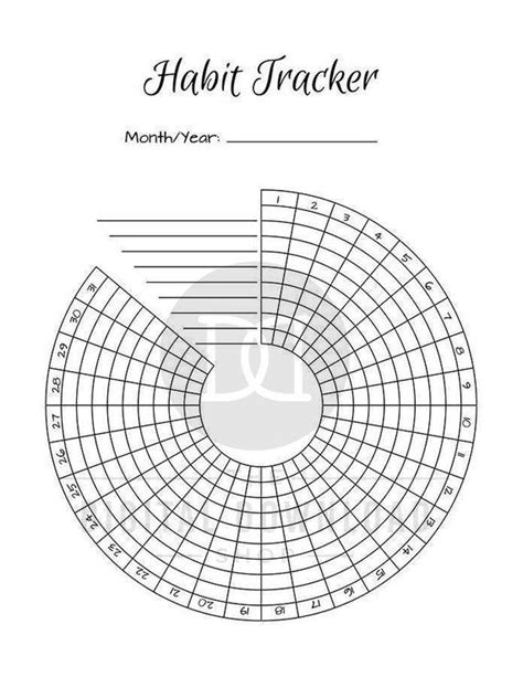 Bullet Journal Printable Habit Trackers Circle Habit Etsy Bullet