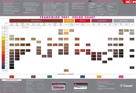 Framesi Framcolor 2001 Color Chart Color Chart Hair Color Chart