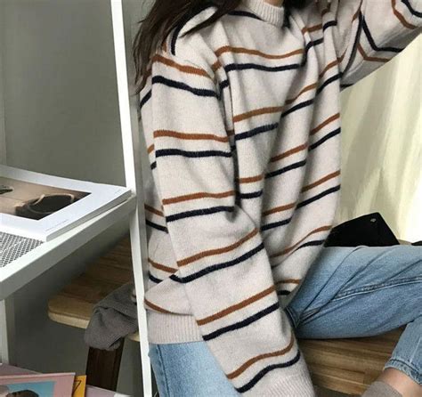 Itgirl Shop Contrast Thin Stripes Tumblr Aesthetic Loose Sweater