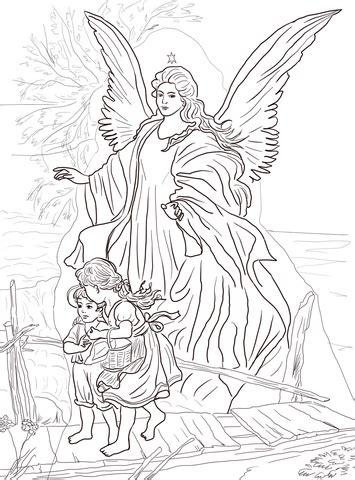 children  protected  guardian angel coloring page  printable coloring pages