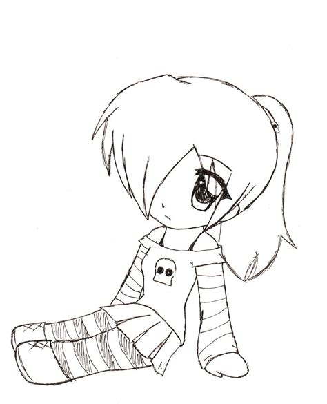 Cute Chibi Girl Easy Drawings Sketch Coloring Page
