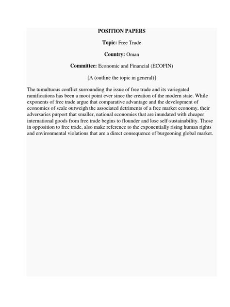 Inspect the back to make sure it all looks right. How to write Position Papers for Model UN | Free Trade ...