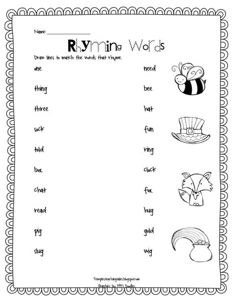 Rhyming Words Worksheet For Kindergarten Pdf Worksheeta