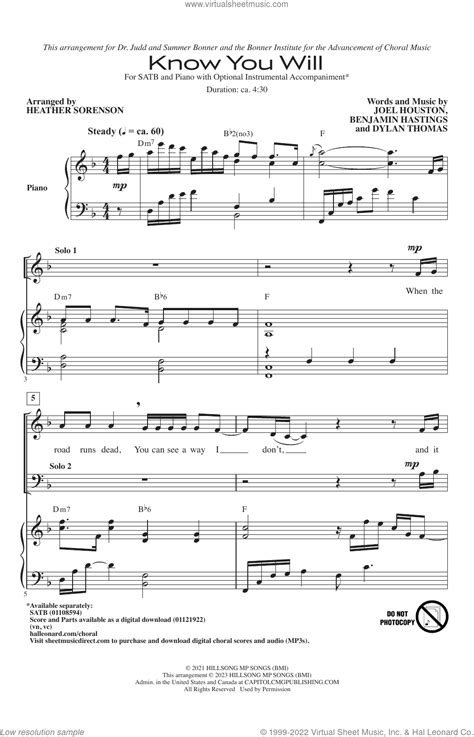 Know You Will Arr Heather Sorenson Sheet Music For Choir Satb