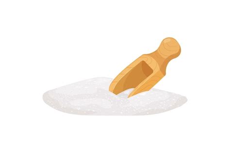 Premium Vector Pile Of Sugar With Wooden Scoop Pour Flour With