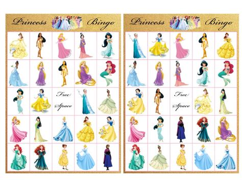 Free Printable Disney Princess Bingo Cards