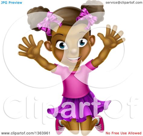 Clipart Of A Cartoon Happy Excited Black Girl Jumping