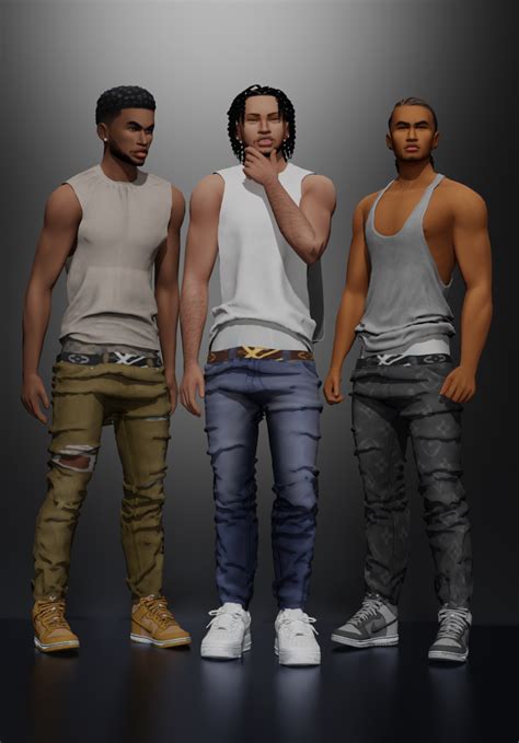 Sag Fit Jeans Sailor24love Sims Sims 4 Men Clothing Sims 4 Teen